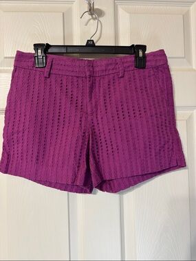Banana Republic Magenta Eyelet High-Waist Shorts